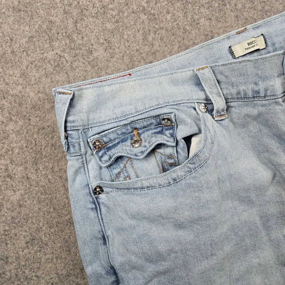 True Religion Rocco Jeans Mens 40 Light Blue Relaxed Skinny Denim Streetwear